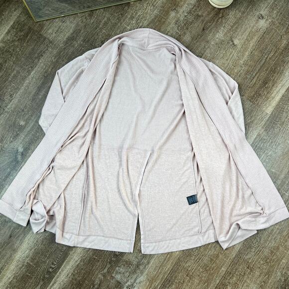 Anthropologie COA Cozy Brushed Fleece Cardigan Sweater Blush Pink - Picture 5 of 7